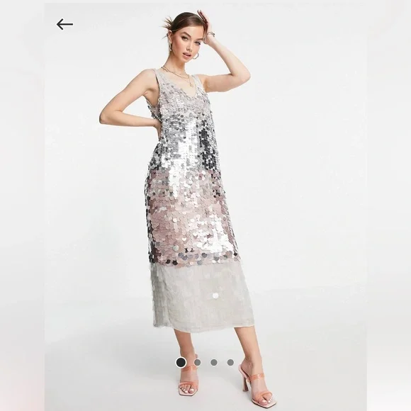 asos edition floral sequin and bead mini dress ASOS EDITION floral sequin wrap mini dress in white and silver
